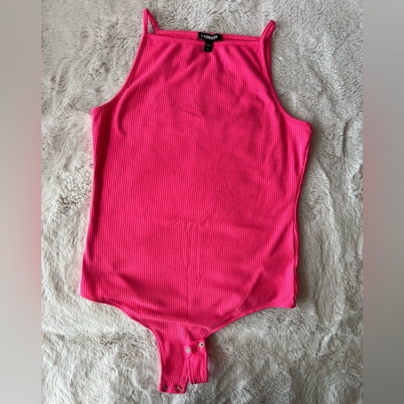 Express Tops - Express Fuchsia Ribbed Bodysuit